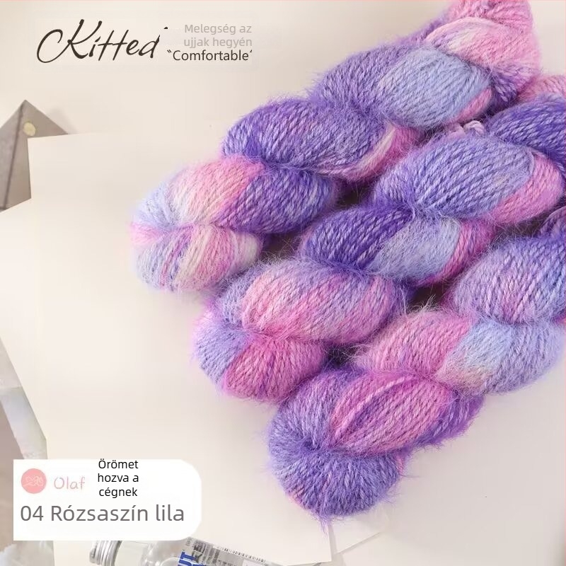 Kézzel festett gyapjúkeverék fonal sálakhoz és szövéshez — jet-spun sodort fonal, hosszú szőrrel, puha és tartós