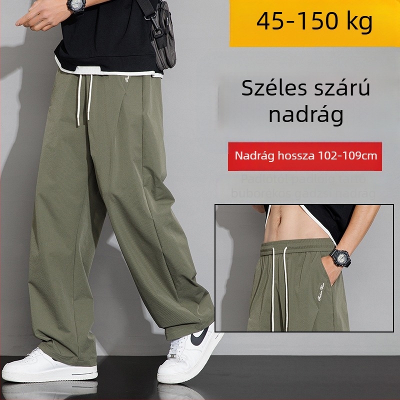 Férfi pluszméret fleece-beléssel ellátott őszi-téli, laza szabású széleslábú nadrág