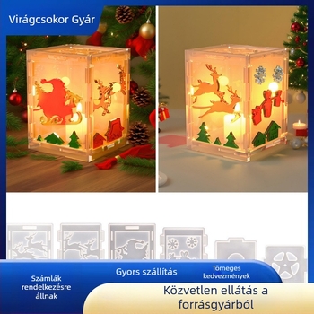DIY karácsonyi lámpás szilikon forma gyantához: haranggal, szarvas és Mikulással asztali dekorációhoz