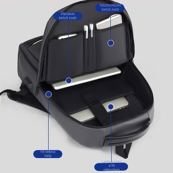 Knowledge 15 hüvelykes üzleti laptop hátizsák férfiaknak, vízálló PVC anyag, városi letisztult stílus, 20L