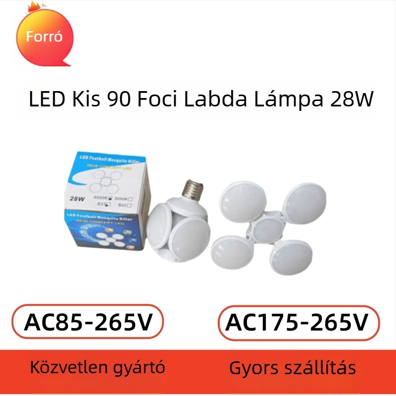LED mini futball lámpa, 90 mm, összecsukható átalakítható kialakítás, gyerekszobai világítás, 28W