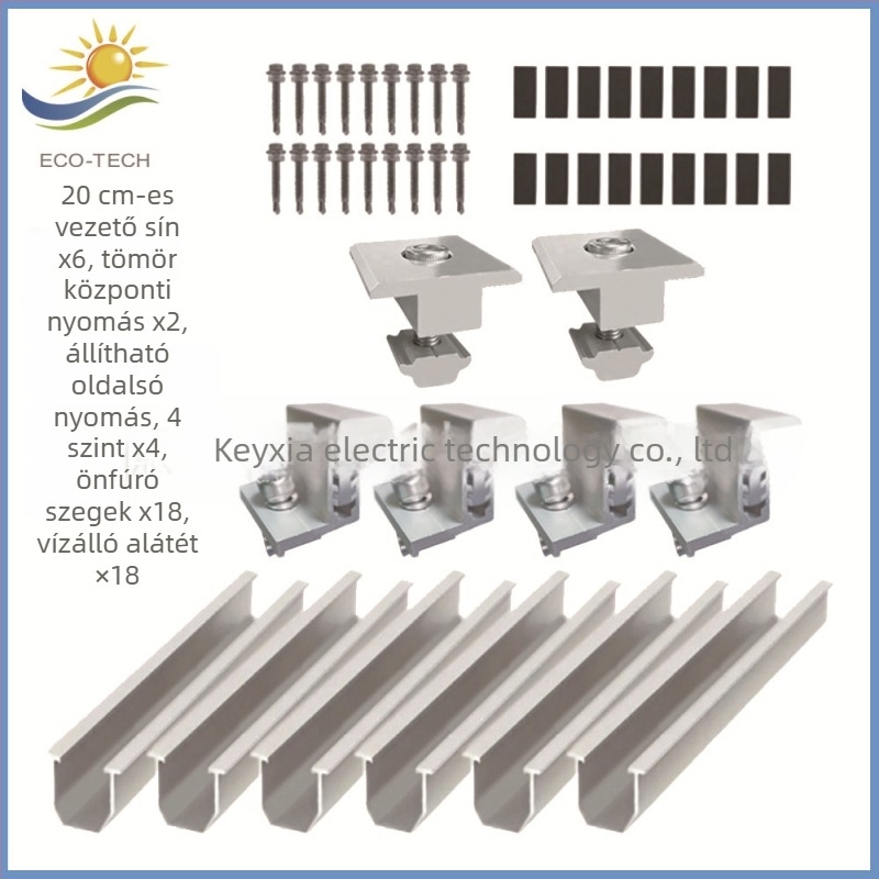 20 cm tetővasúti készlet — mini U-alakú sín, univerzális oldalsó nyomás, közepes nyomás, állítható oldalsó nyomás, lyuk nélküli gumipárna, alumíniumötvözet