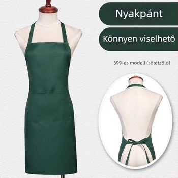 Nyakba akasztós kötény, ujjatlan, poliészter, egyszínű, modern minimalista dizájn, logóval nyomtatva