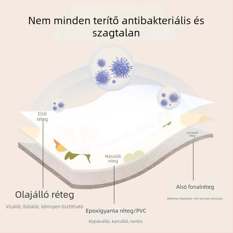 PVC asztalterítő, mosható, olajálló, vízálló és égésálló; ins-stílusú könnyed luxus; étkezőasztalhoz való asztalterítő és teás asztal alátét