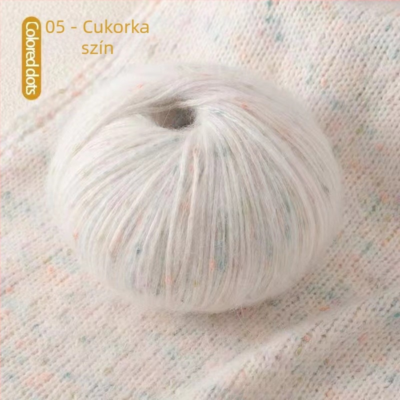Színes mohair fonal kis pöttyökkel, közepes vastagságú gombolyag DIY kötéshez – őszi-téli pulóverek és kabátok