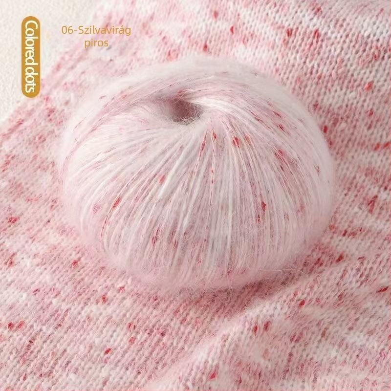 Színes mohair fonal kis pöttyökkel, közepes vastagságú gombolyag DIY kötéshez – őszi-téli pulóverek és kabátok
