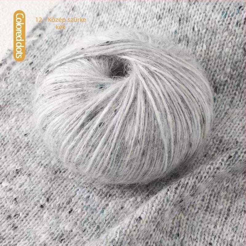 Színes mohair fonal kis pöttyökkel, közepes vastagságú gombolyag DIY kötéshez – őszi-téli pulóverek és kabátok