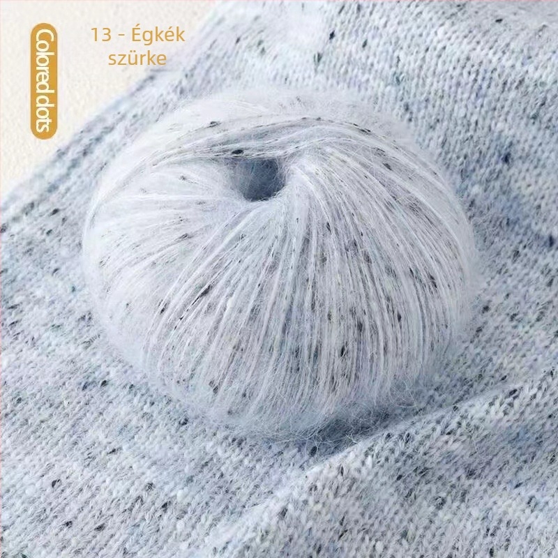 Színes mohair fonal kis pöttyökkel, közepes vastagságú gombolyag DIY kötéshez – őszi-téli pulóverek és kabátok