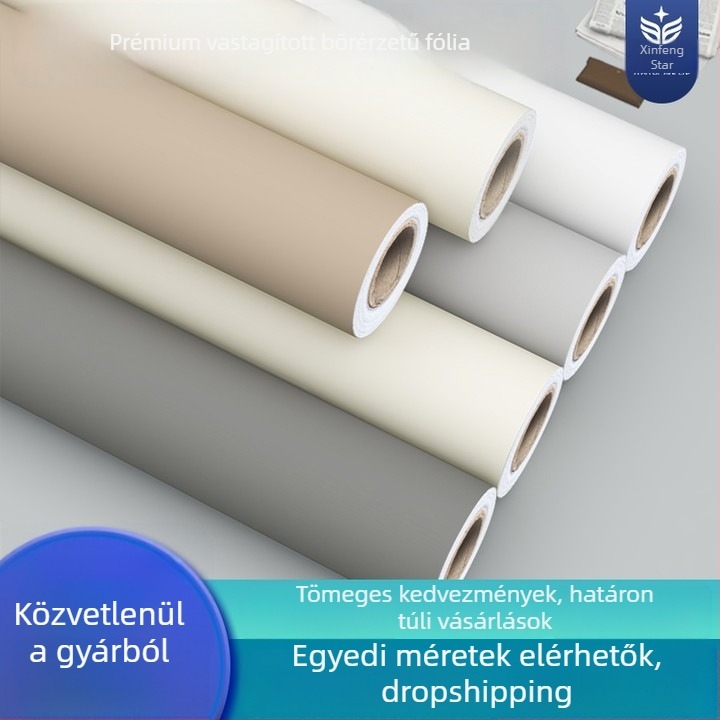 Öntapadós PVC fólia szekrényekhez és bútorokhoz, vízálló és nedvességálló, vastag dekoratív felület, egyszínű