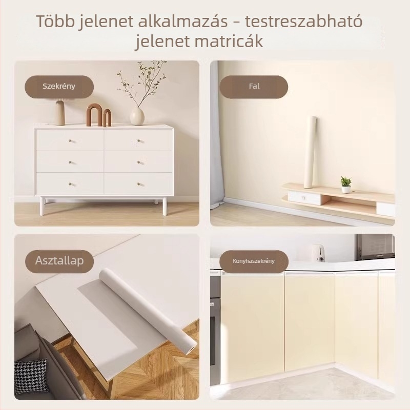 Öntapadós PVC fólia szekrényekhez és bútorokhoz, vízálló és nedvességálló, vastag dekoratív felület, egyszínű