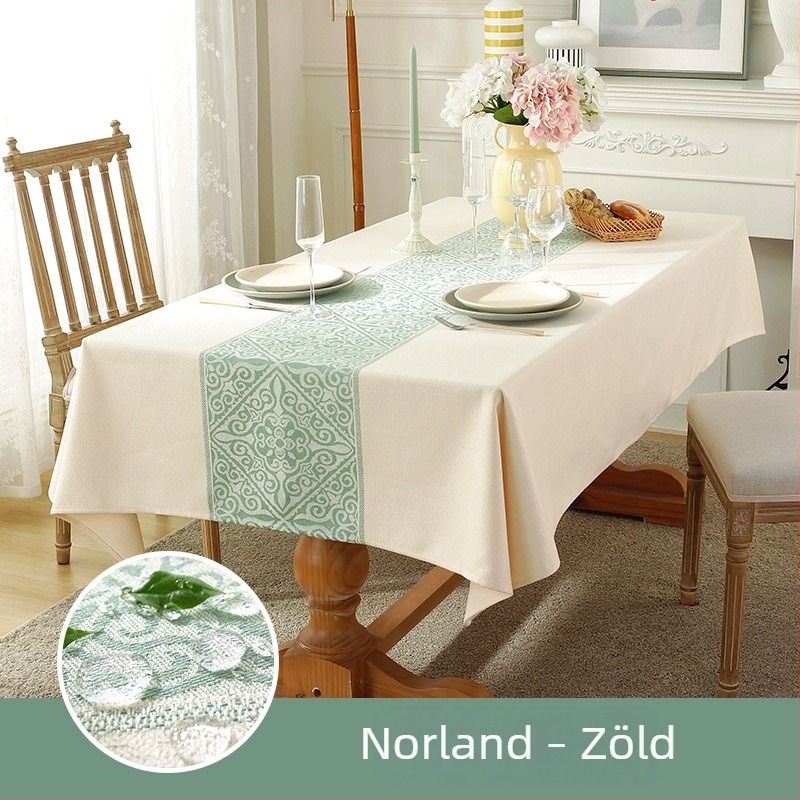 Nordic stílusú vízálló asztalterítő pamut-szövet imitációval, olaj- és kopásálló, téglalap alakú, geometriai mintázat