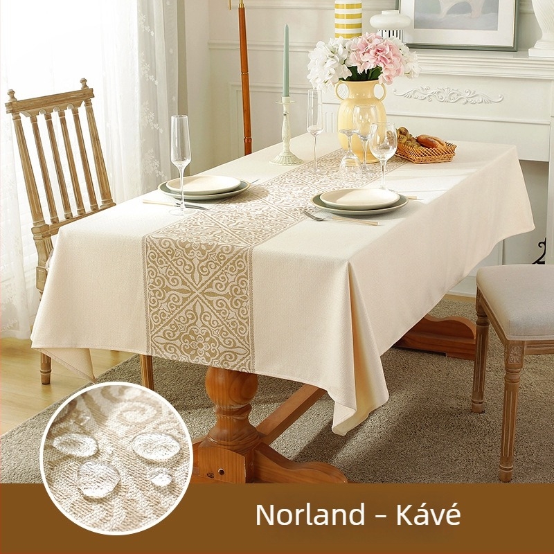 Nordic stílusú vízálló asztalterítő pamut-szövet imitációval, olaj- és kopásálló, téglalap alakú, geometriai mintázat