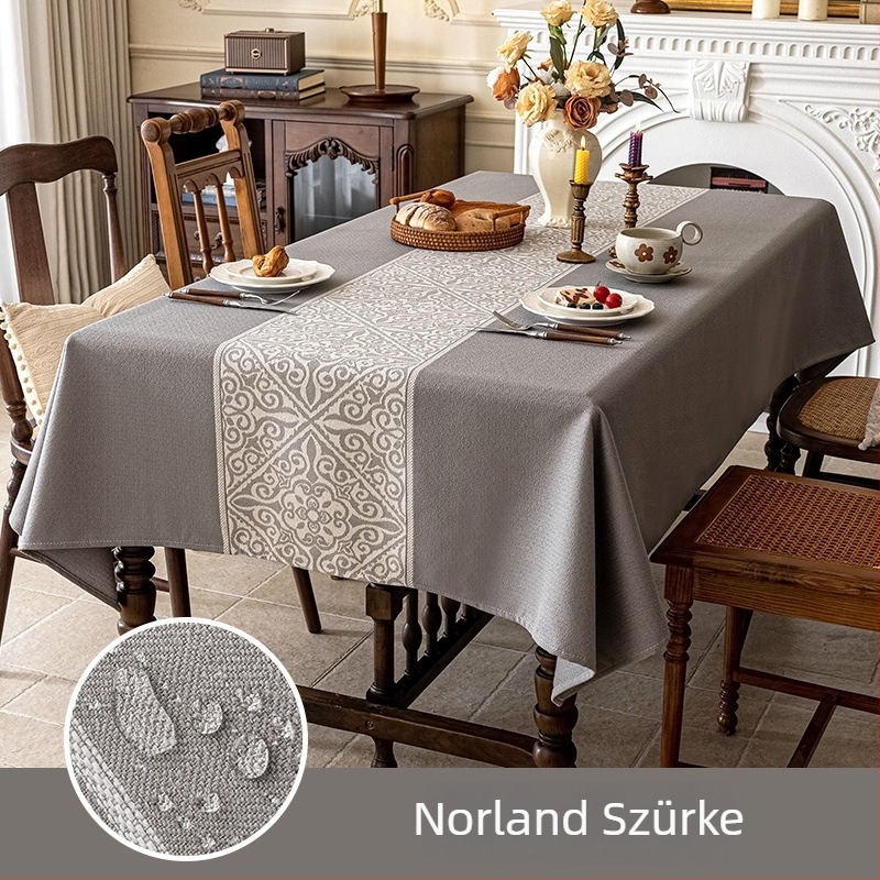 Nordic stílusú vízálló asztalterítő pamut-szövet imitációval, olaj- és kopásálló, téglalap alakú, geometriai mintázat