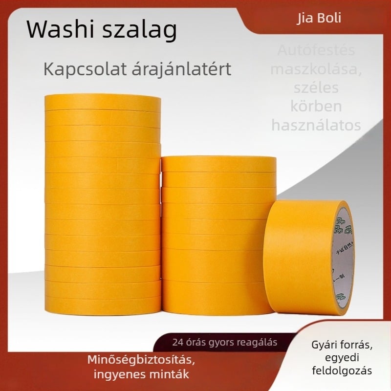 Narancssárga washi szalag, nagy tapadással a színelválasztáshoz, alkalmas autófestéshez és kültéri dekorációhoz