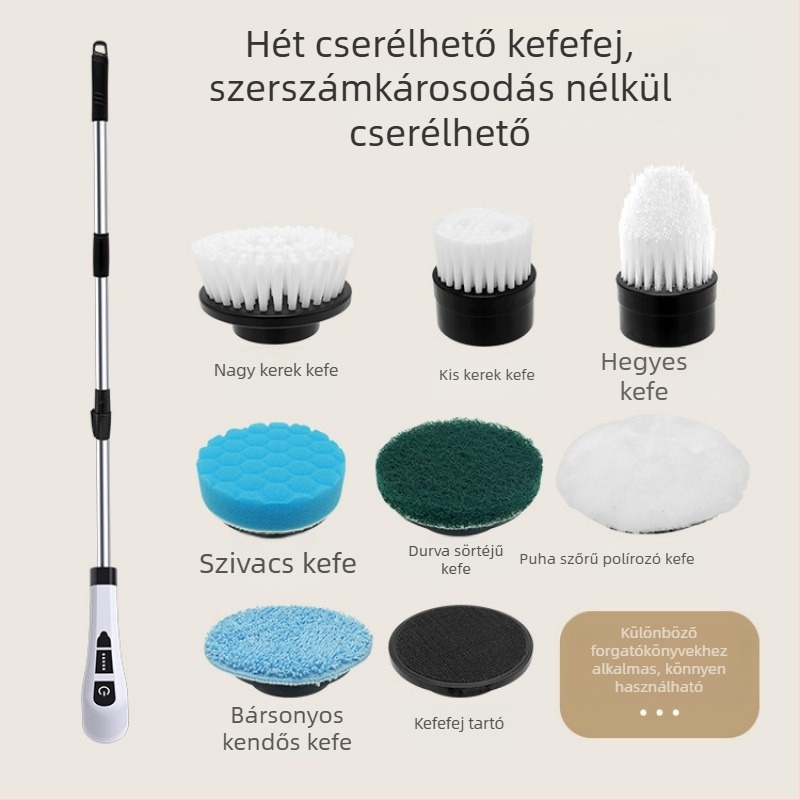 USB-vel működő elektromos tisztító kefe konyhához, fürdőszobához, WC-hez és padlóhoz – többfunkciós tisztító eszköz