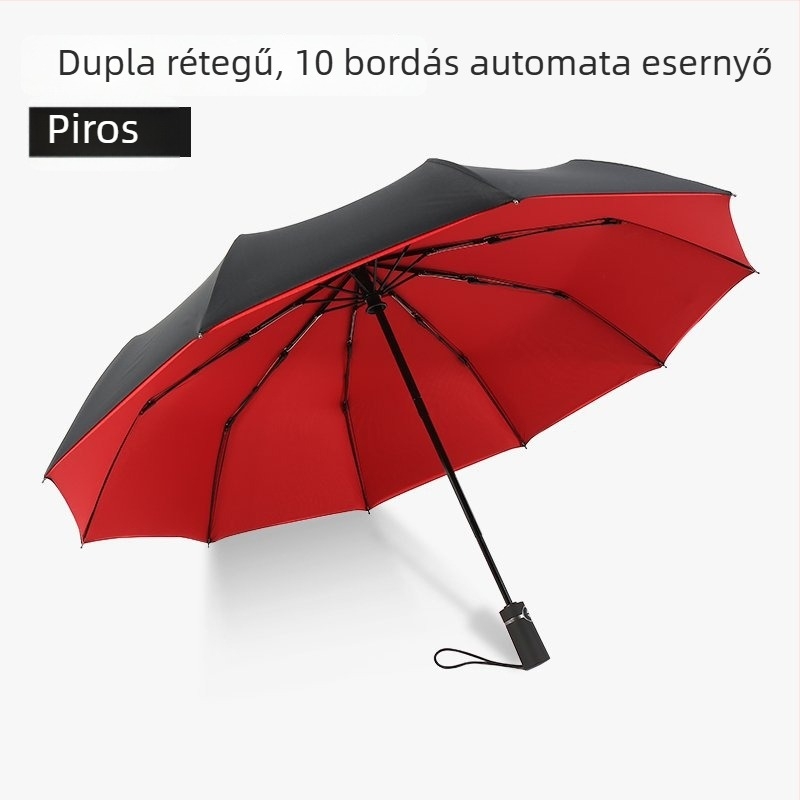Kétszintes, teljesen automata összecsukható esernyő, nagy méretű, esőre és napsütésre, üzleti reklám esernyő ajándék
