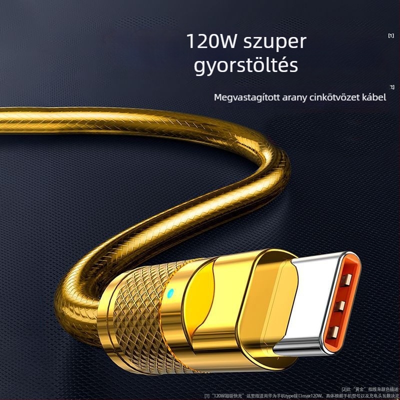 Type-C 120W gyors töltésű adatkábel Huawei, Vivo, Honor és Oppo készülékekhez