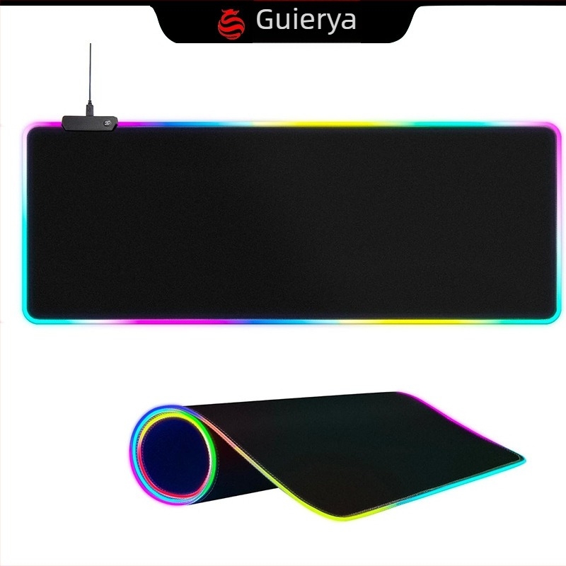 LED-es, nagy fénylő egérpad RGB világítással, gaming asztali pad a billentyűzethez és egérhez, egyoldalas vászon felület, csuklótámasz, logó testreszabható