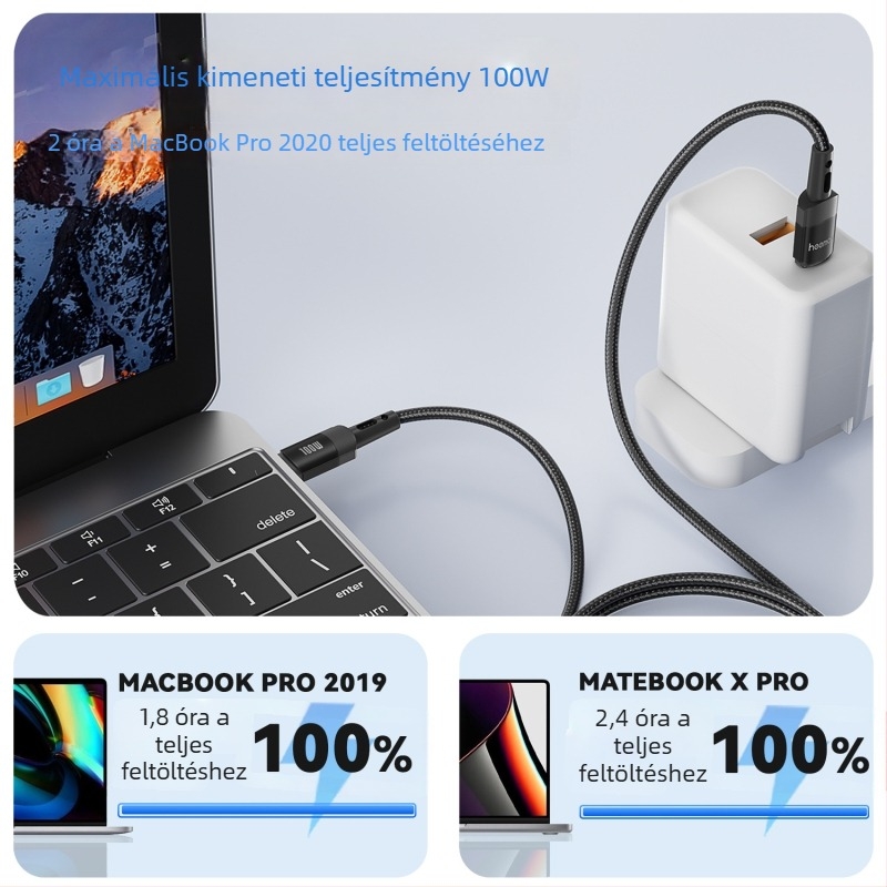 heemax 100W dupla USB-C adatkábel iPhone 15, Huawei és Samsung telefonok, notebookok és tabletek töltésére; ház alumínium ötvözet; fekete; hosszok 0,3 m, 1 m, 2 m, 3 m