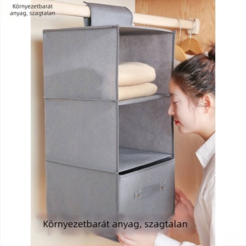 Három- vagy négyrétegű gardróbszekrény beépített elválasztókkal és akasztóval