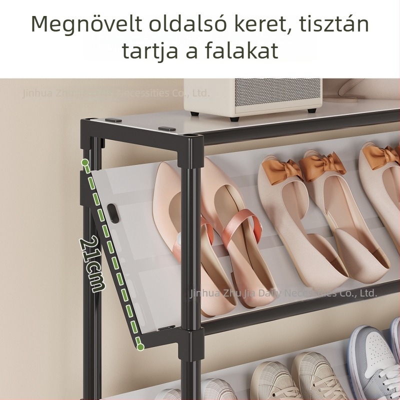 Ajtó mögötti cipőállvány, keskeny, egyszerű kialakítású, több szintes, nagy kapacitású, diákkollégiumi cipő tároló