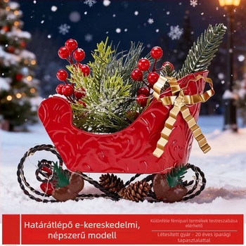 Karácsonyi dekoráció – vasból készült szánkó autó