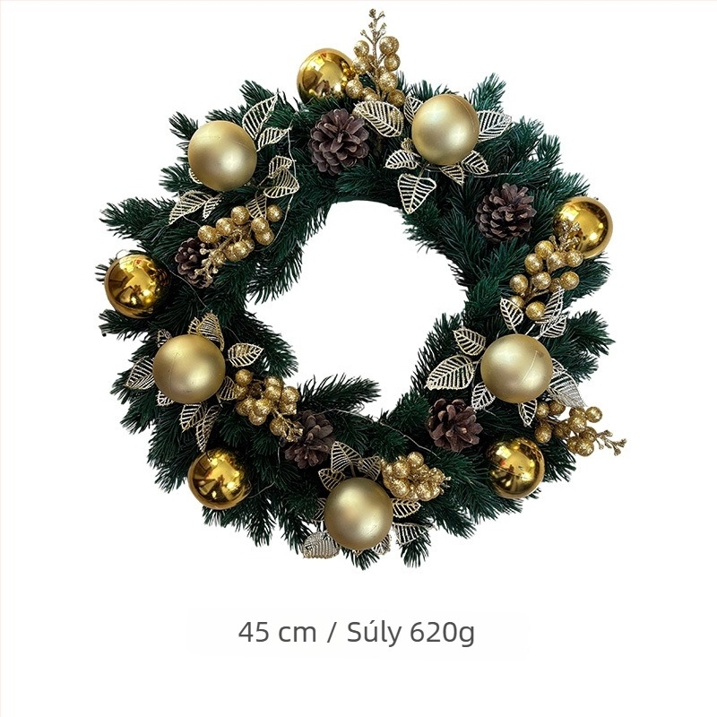 Karácsonyi koszorú ablakba és ajtóra, toboz díszítéssel, kézzel készített, modern minimalist stílus