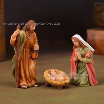 Gyanta Betlehem figurák, neoklasszikus stílusú karácsonyi dekoráció