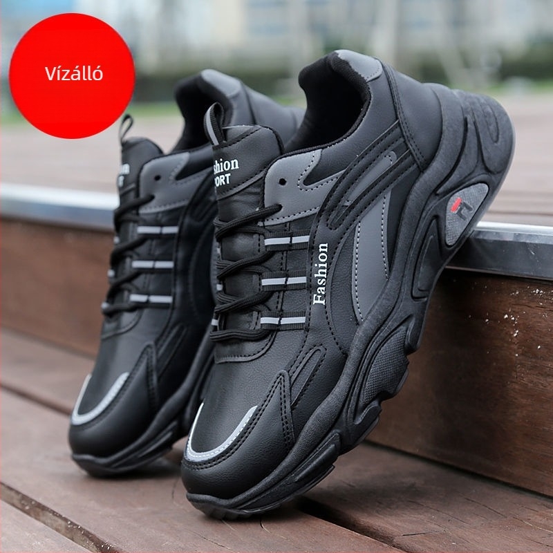 Férfi hálós anyagú tornacipő, légáteresztő, hétköznapi fehér nyári cipő, trendes dad shoes stílus