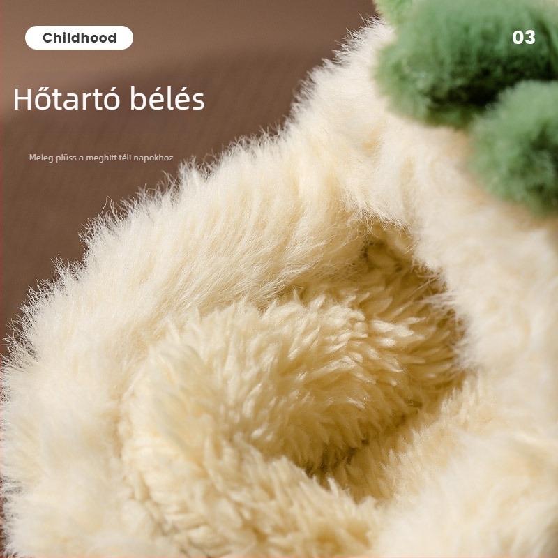 Gyerekek téli beltéri papucs, zárt hátsó résszel, pamut-fleece bélés, mesefigurás mintával