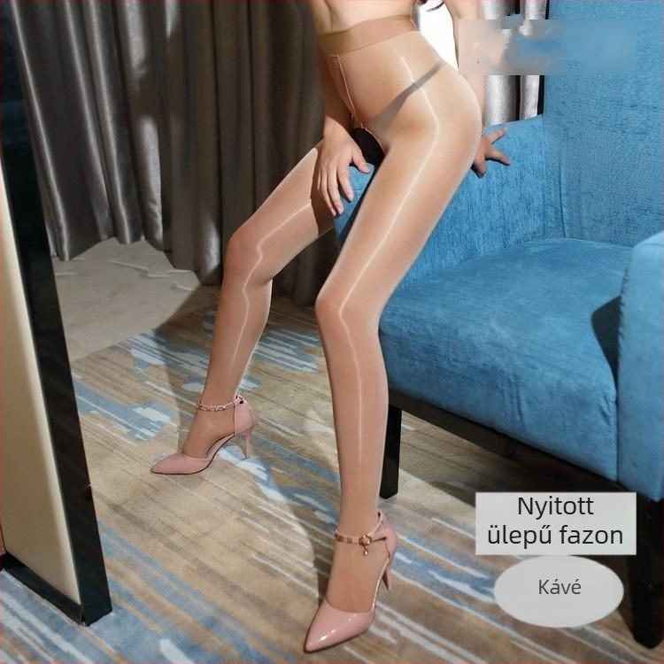 Nylon harisnya 8D fényes felülettel, 912-es szemkötés, tavaszi modell, nyitott ágyékkal, sima lábszár