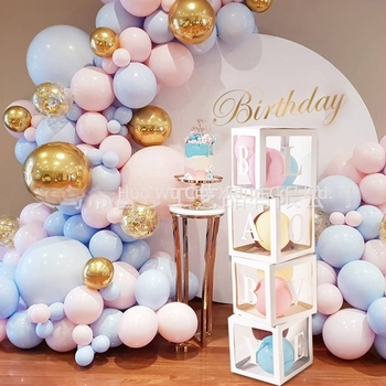 LOVEBABY Átlátszó balon-doboz – születésnapi dekoráció gyerekeknek, háttérfal