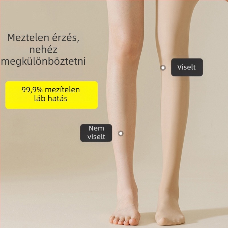 Női harisnya nude hatású, őszi-téli szezonra, fleece bélés és vastag anyag, formálja a sziluettet és optikailag karcsúsítja a lábakat