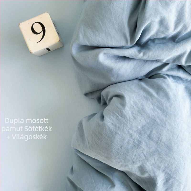 Mosott pamut ágyneműkészlet, egyszínű, bőrbarát, lágy tapintású, egyszerű dizájn, négy darabos készlet