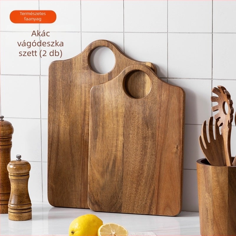 Akácfa vágódeszka, antibakteriális és gombaellenálló, kétoldalas, gyümölcsök és pizza előkészítéséhez