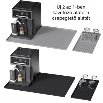 Szilikon kávéfőzőgép alátét és pohárszárító tálca, dupla szintű leeresztő matrac, 2-in-1