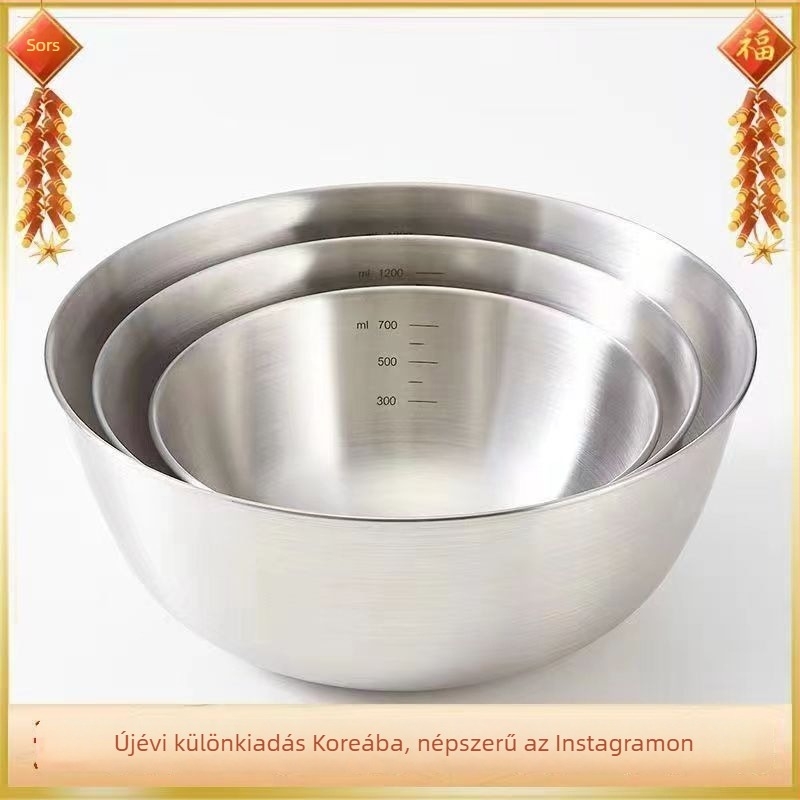 Rozsdamentes acélból készült koreai stílusú tálak salátákhoz, hideg tésztaételekhez, rizses ételekhez, levesekhez, ramenhez, tésztaételekhez és malatanghoz