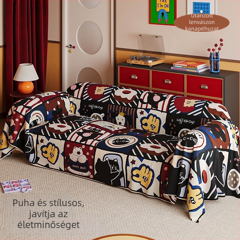Retro patchwork kanapéhuzat, egy darabos kivitel, minden évszakra, teljes lefedettség