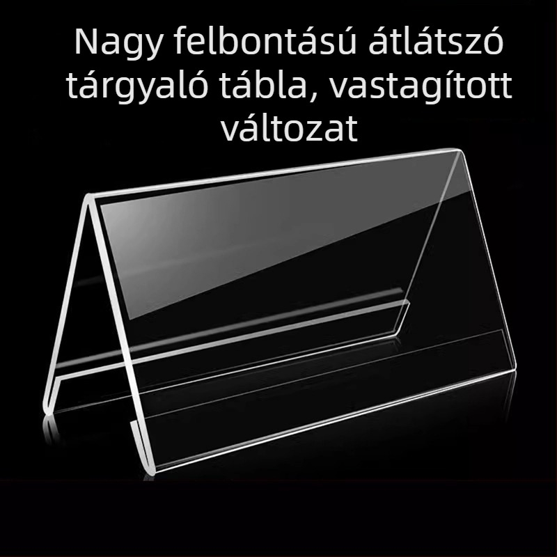Akril névjegykártya-tartó, V-alakú háromszög alapú asztali kiállítás