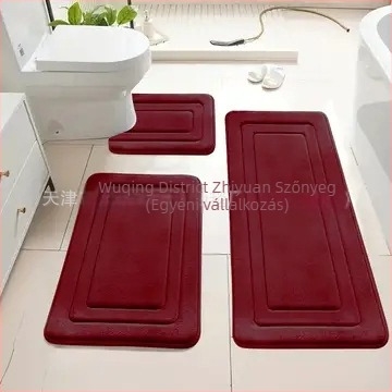 3 részes fürdőszobai korall fleece plüss szőnyegkészlet, hímzett mintával, nedvszívó és hűsítő