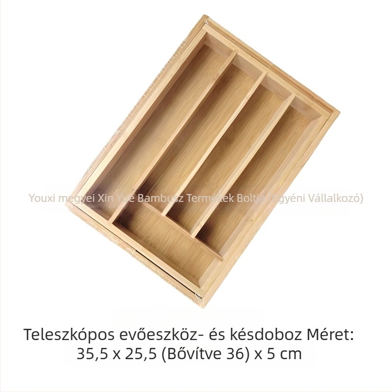 Bambusz konyhai fiók rendező teleszkópos elválasztóval evőeszközök számára