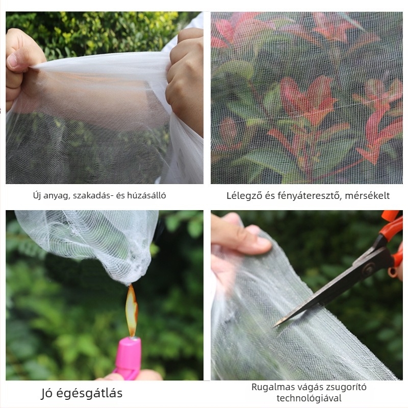 Üvegházi rovarháló zöldségek és gyümölcsfák védelmére, sűrű szövésű, méretre vágható védőháló