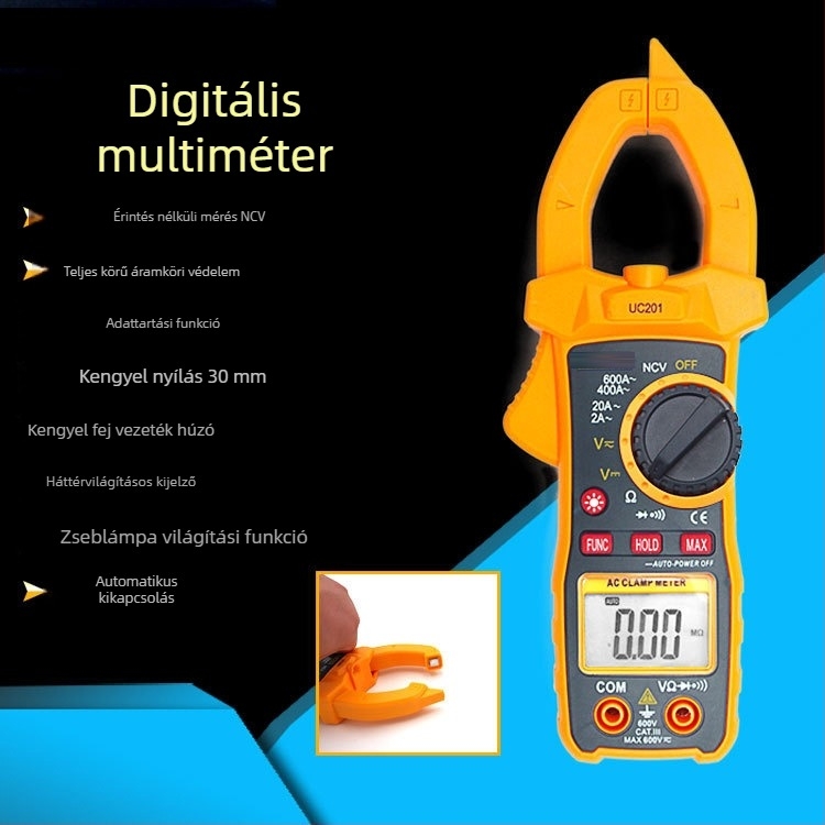 Magas pontosságú digitális csuklós ampermérő és multiméter automatikus AC/DC funkciókkal