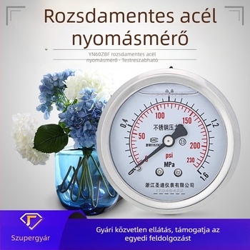 YN60ZBF panel típusú rozsdamentes acélból készült nyomásmérő, axiálisan él nélküli, ütésálló – hidraulikus mérőeszköz