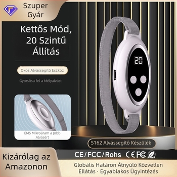 Magitech tölthető kézben tartható alvási eszköz EMS impulzussal, fehér zajjal, időzítővel és zenével — digitális kijelző, beépített akkumulátor