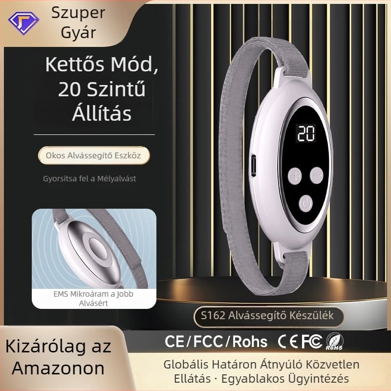 Magitech tölthető kézben tartható alvási eszköz EMS impulzussal, fehér zajjal, időzítővel és zenével — digitális kijelző, beépített akkumulátor