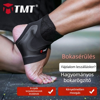 TMT kompressziós bokaortézis kosárlabdára, futballra, túrázásra és futásra, boltozat-támogatással és csúszásmentes felülettel; viselhető a cipő felett