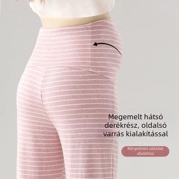 Terhességi nadrág tavasz–őszre, laza derékkal, pizsama nadrág, amelyet ki- és be lehet venni a szabadba is, nagy méret, karcsú vonal otthoni viselethez kismamáknak