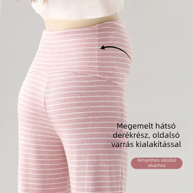 Terhességi nadrág tavasz–őszre, laza derékkal, pizsama nadrág, amelyet ki- és be lehet venni a szabadba is, nagy méret, karcsú vonal otthoni viselethez kismamáknak
