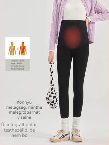 Jingqi kismama gyapjúkeverék fleece-béléssel ellátott leggings, őszi–téli